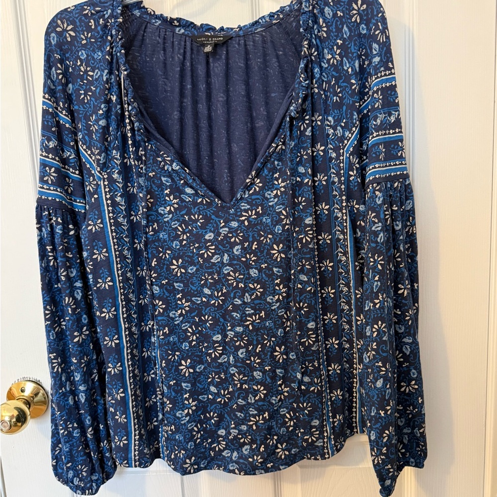 Lucky Brand Navy Floral Blouse